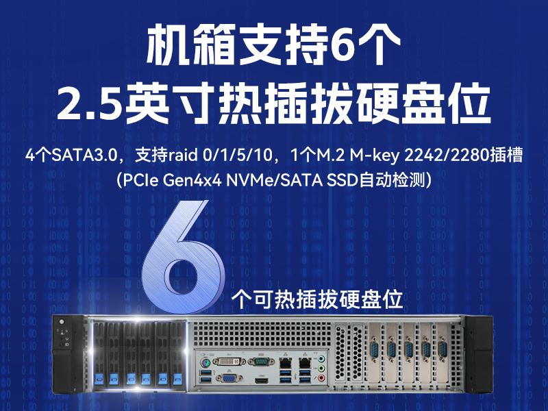 高性能2U工控机,7扩展接口,支持热插拔硬盘,DT-24306-BQ470MA