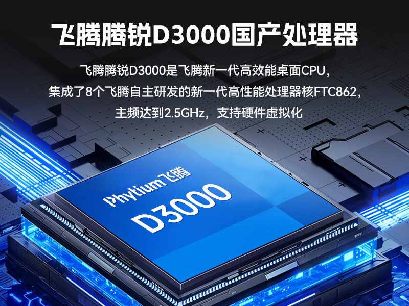 国产2U工控机,飞腾腾锐D3000处理器主机,工控机厂家,DT-61025-TD3KMB