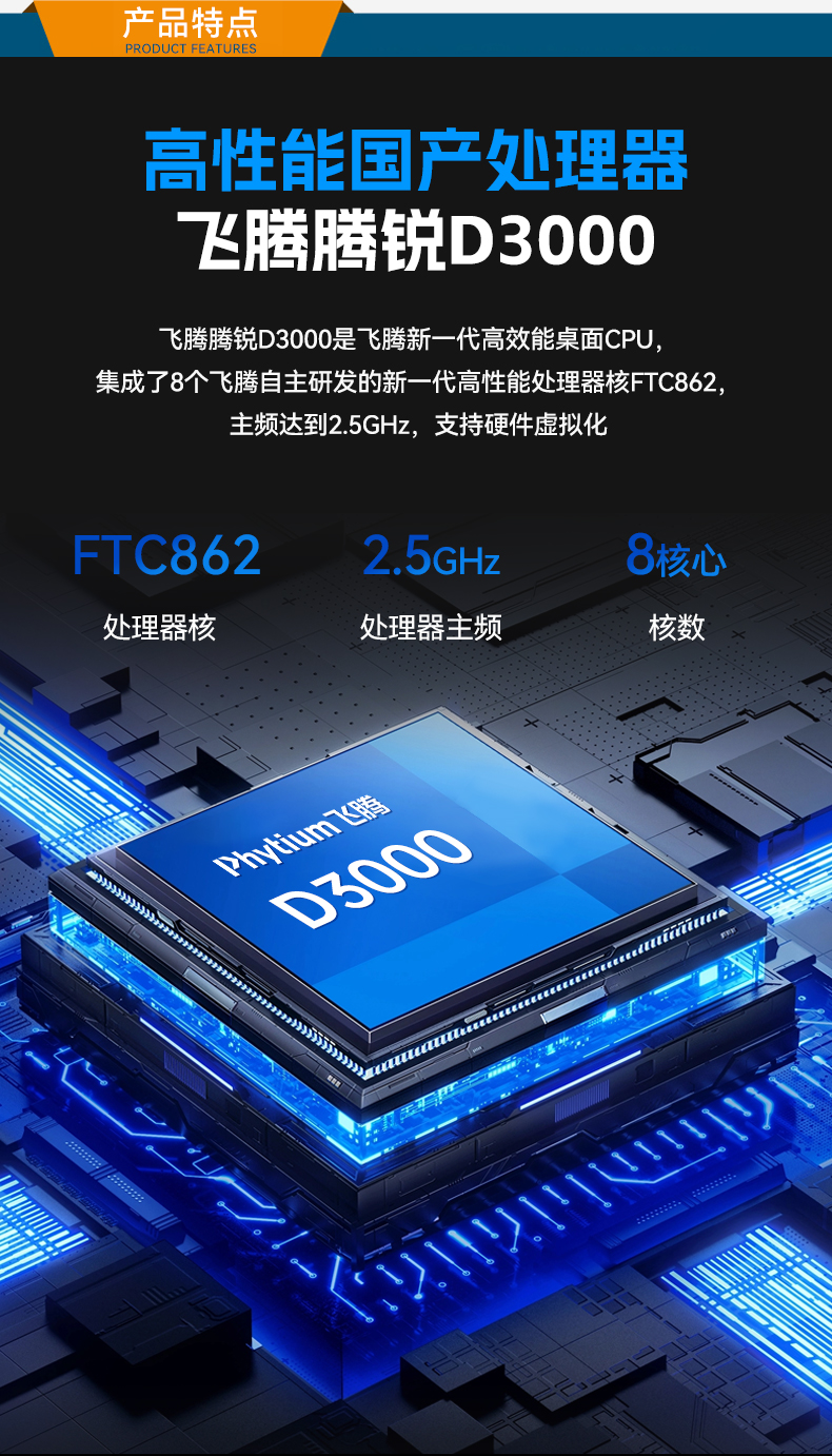国产2U工控机,飞腾腾锐D3000处理器主机,工控机厂家,DT-61025-TD3KMB.jpg