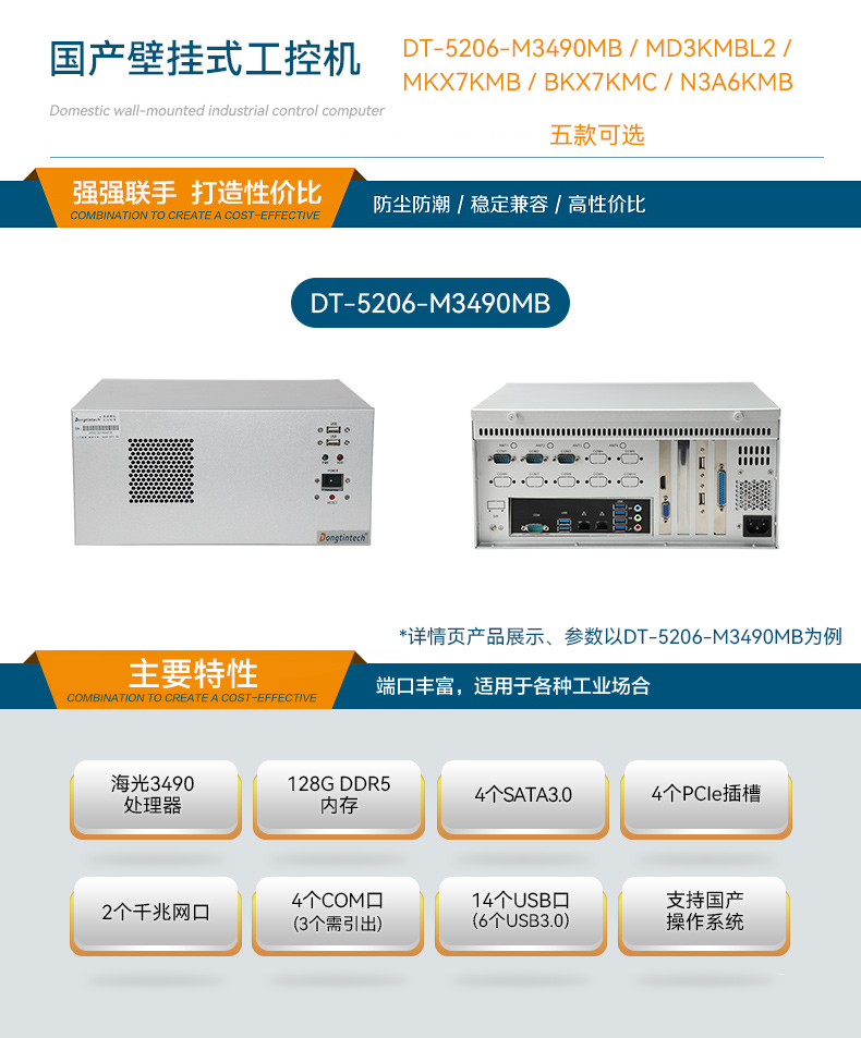 星亿国产壁挂工控机,海光3490主机电脑,DT-5206-M3490MB.jpg